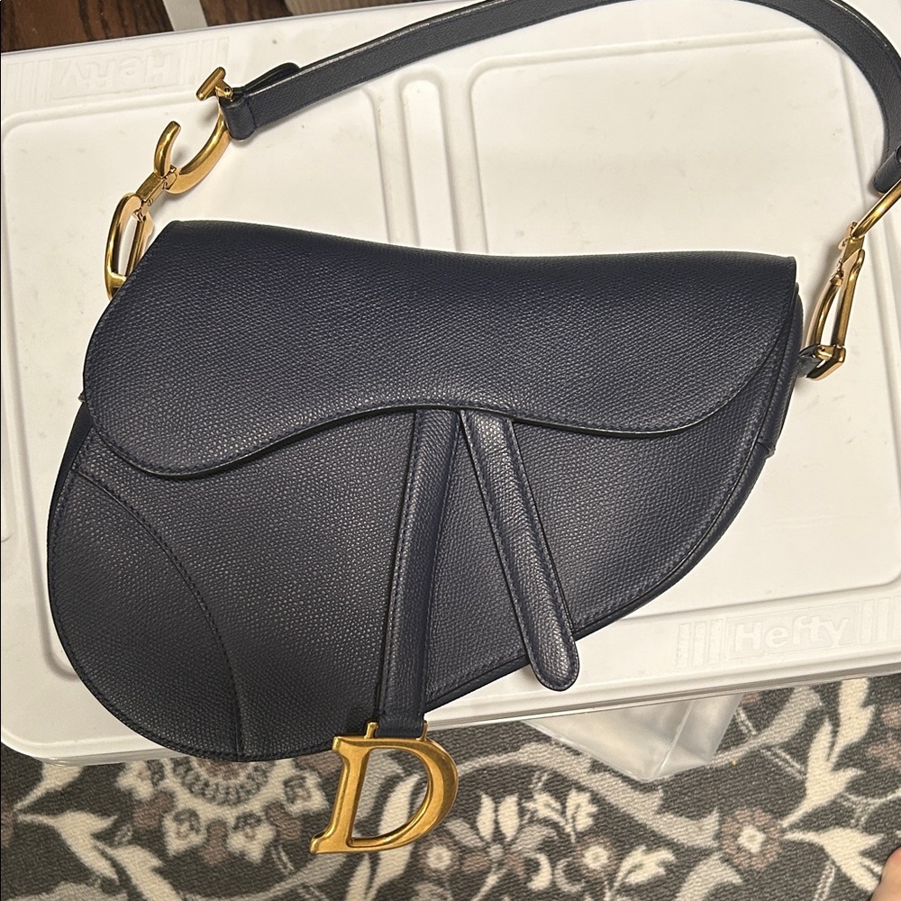 Dior Navy Blue Saddle Bag
